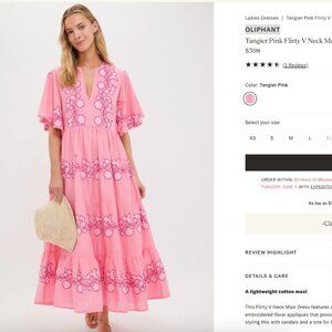 Oliphant Tangier Pink Flirty V Neck Maxi Dress-